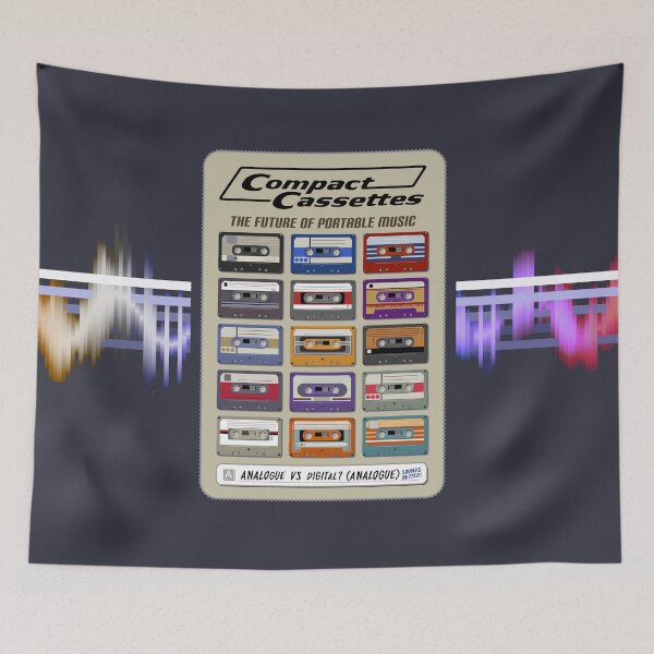 Item preview, Compact Cassettes - The Future of Portable Music (Analogue VS Digital? Analogue Sounds Better!) Retro Style ad for Audio Tapes (Beige Background) designed and sold by RetroTeeStudio.