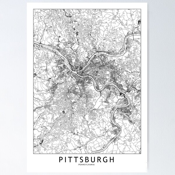 Item preview, Pittsburgh White Map designed and sold by multiplicitymap.