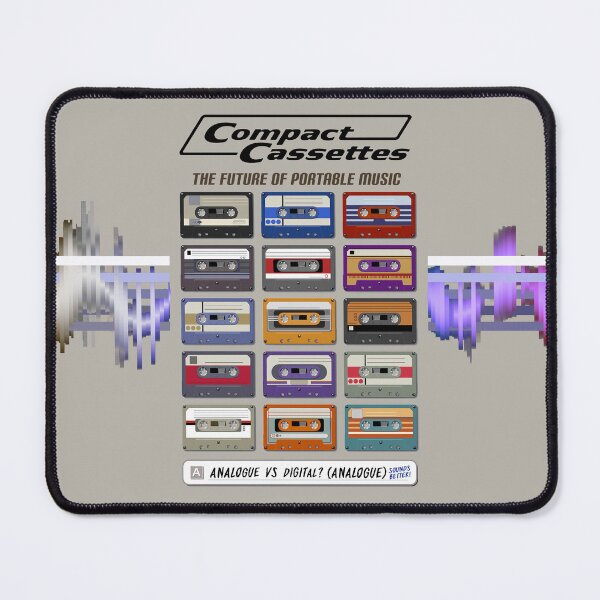 Item preview, Compact Cassettes - The Future of Portable Music (Analogue VS Digital? Analogue Sounds Better!) Retro Style ad for Audio Tapes (Black Text) designed and sold by RetroTeeStudio.