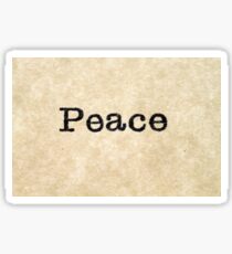 A close up image of the word peace from a typewriter Sticker