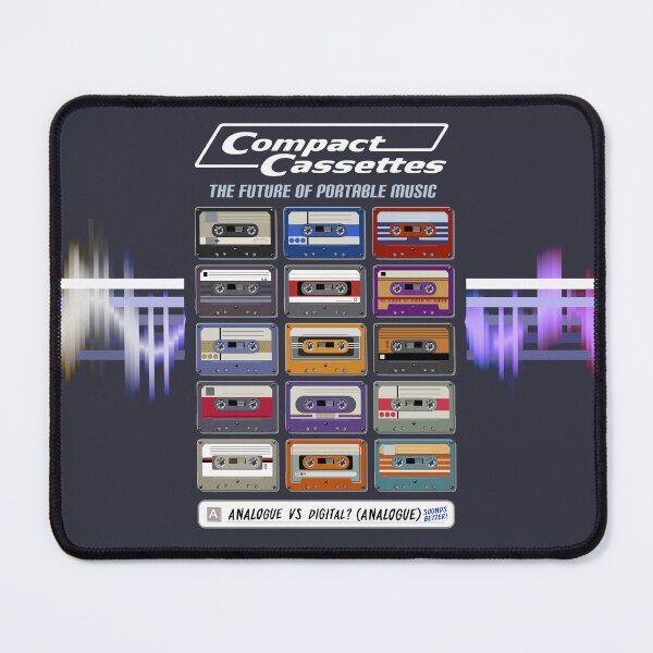 Item preview, Compact Cassettes - The Future of Portable Music (Analogue VS Digital? Analogue Sounds Better!) Retro Style ad for Audio Tapes (White Text) designed and sold by RetroTeeStudio.