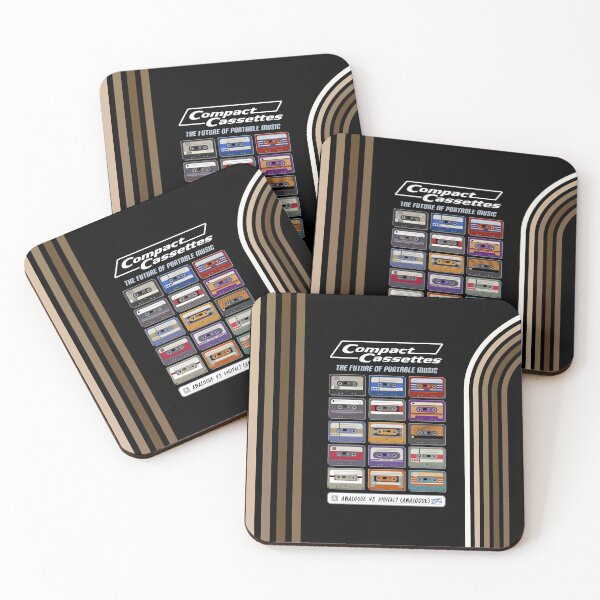 Item preview, Compact Cassettes - The Future of Portable Music (Analogue VS Digital? Analogue Sounds Better!) Retro Style ad for Audio Tapes (White Text) designed and sold by RetroTeeStudio.