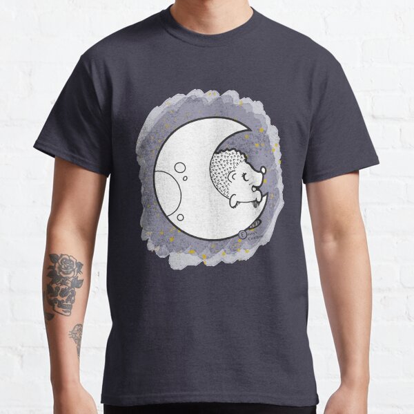 Hedgehog on the moon with stars Classic T-Shirt