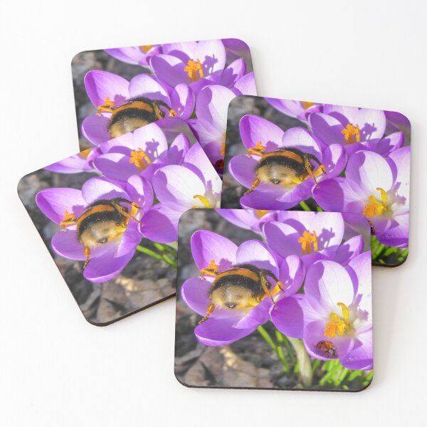Item preview, Queen Bumblebee and Ladybug on Purple Crocus | Bumblebee bumblebees in the butt designed and sold by sopfanna.