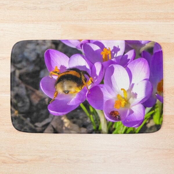 Item preview, Queen Bumblebee and Ladybug on Purple Crocus | Bumblebee bumblebees in the butt designed and sold by sopfanna.