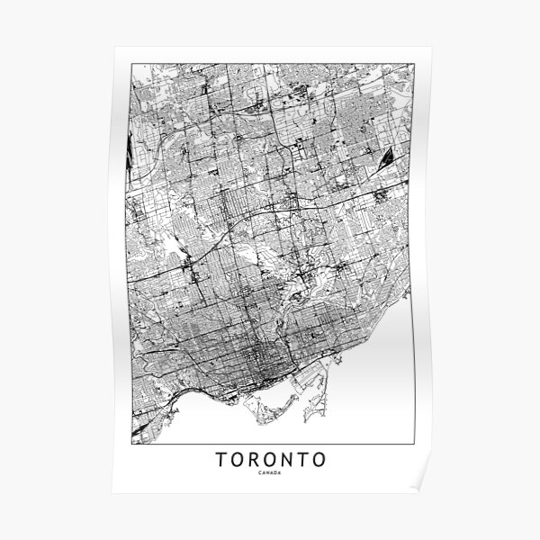 Toronto White Map Poster