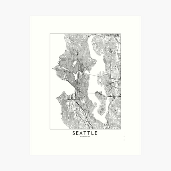 Item preview, Seattle White Map designed and sold by multiplicitymap.