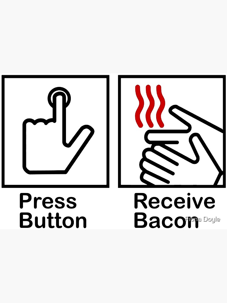 Press Button Receive Bacon Postcard By Fionawb Redbubble