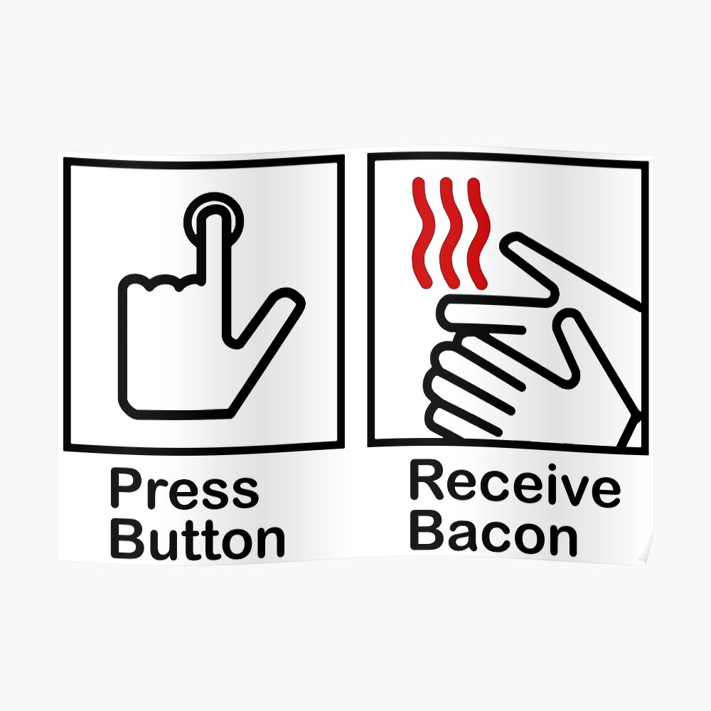 Press Button Receive Bacon Sticker By Fionawb Redbubble