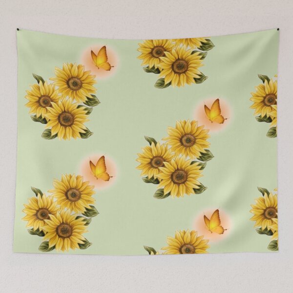Item preview, Sunflower butterflies dreams monarchs Natural (aesthetic yellow) designed and sold by Nbartstore.