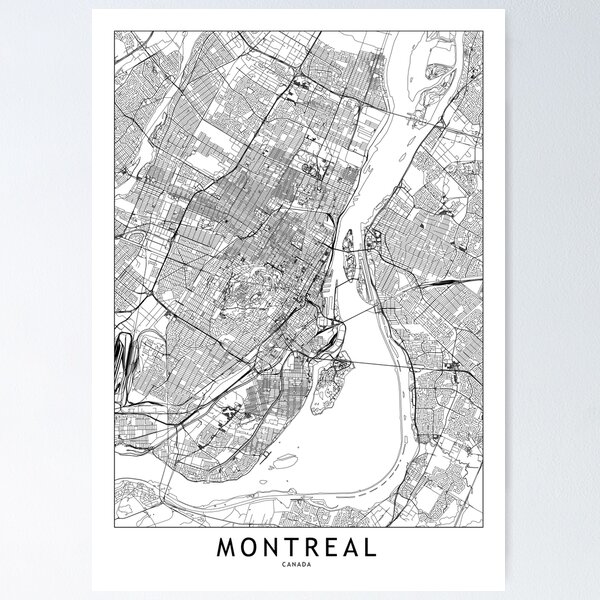 Weiße Karte von Montreal Poster