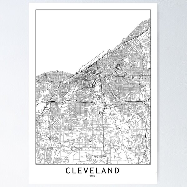 Item preview, Cleveland White Map designed and sold by multiplicitymap.