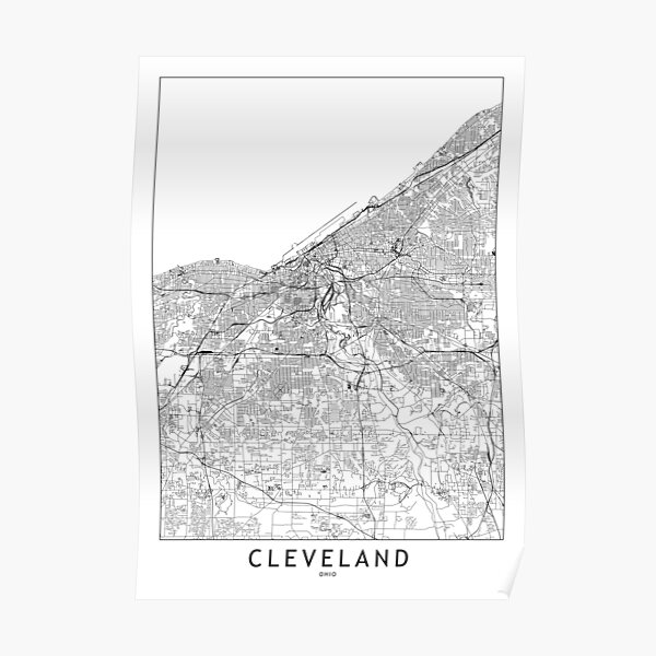 Cleveland White Map Poster