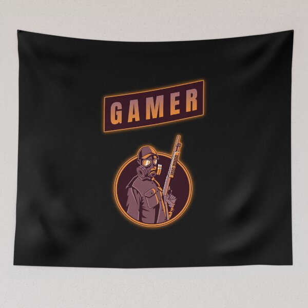 Item preview, Gamer with Shooter wearing Oxygen Mask designed and sold by PRIVARSHU.