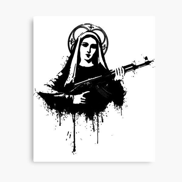 Virgin Mary with Kalashnikovs AK47 Canvas Print