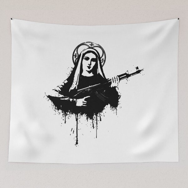 Item preview, Virgin Mary with Kalashnikovs AK47 designed and sold by SharonLux.