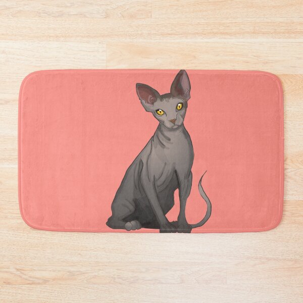 Item preview, Sphinx Hairless Cat Grey Sphinx print Coral pink background designed and sold by DemonicGloom.