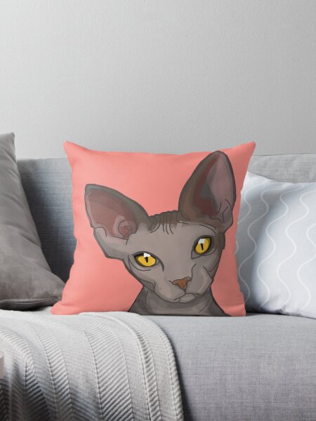 Artikel-Vorschau von Sphinx-Nacktkatze Grauer Sphinx-Druck Korallenrosa Hintergrund, designt und verkauft von DemonicGloom.