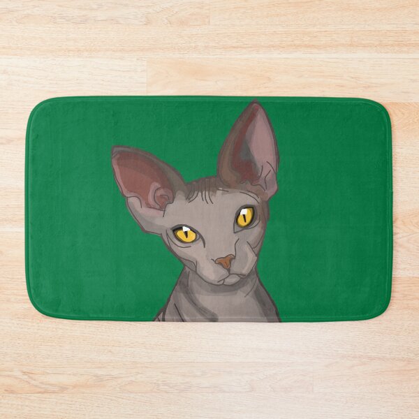 Item preview, Sphinx Hairless Cat Grey Sphinx print Emerald Green background  designed and sold by DemonicGloom.