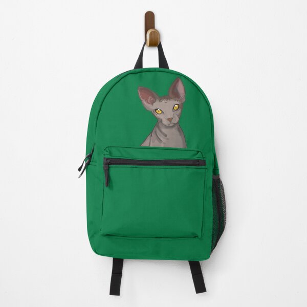 Item preview, Sphinx Hairless Cat Grey Sphinx print Emerald Green background designed and sold by DemonicGloom.