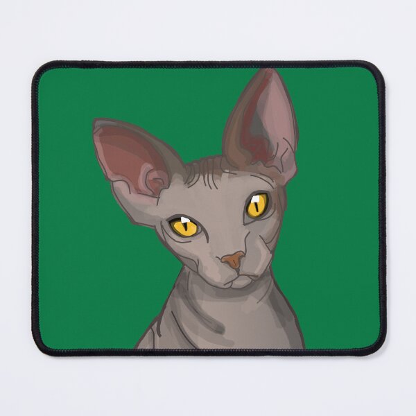 Item preview, Sphinx Hairless Cat Grey Sphinx print Emerald Green background designed and sold by DemonicGloom.