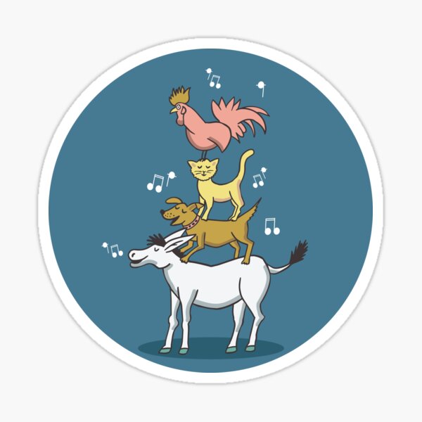 Die Bremer Stadtmusikanten – nahtloses Muster auf blau Sticker