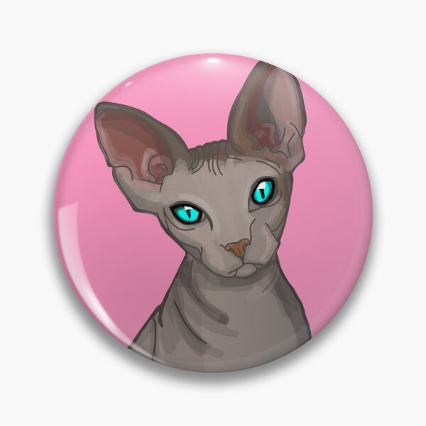 Item preview, Hairless Cat Sphinx Blue eyes Grey print pink background  designed and sold by DemonicGloom.