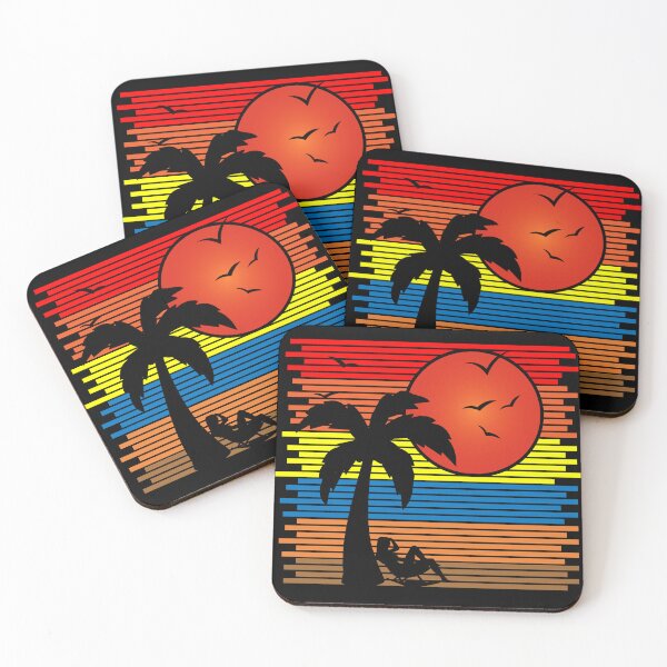 Item preview, Retro Vintage Sunset with Palm Tree Beachside Silhouette designed and sold by BrobocopPrime.
