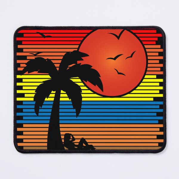 Item preview, Retro Vintage Sunset with Palm Tree Beachside Silhouette designed and sold by BrobocopPrime.