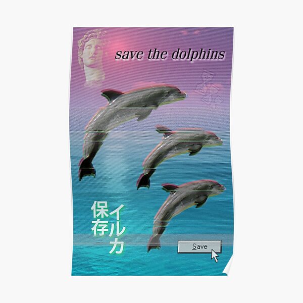 Vaporwave Dolphins Poster
