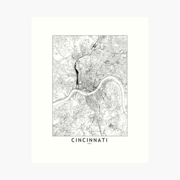 Item preview, Cincinnati White Map designed and sold by multiplicitymap.