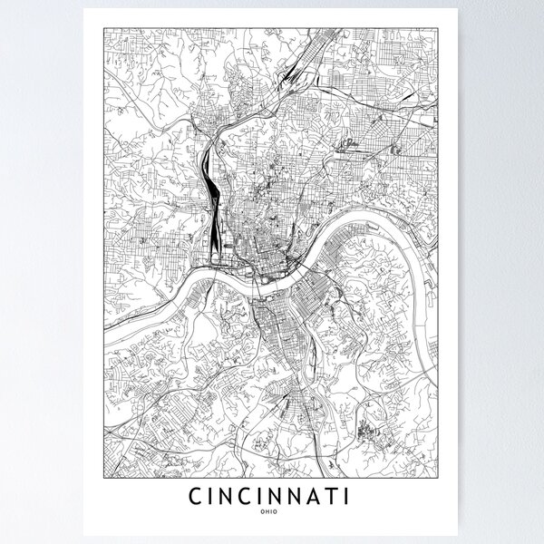 Item preview, Cincinnati White Map designed and sold by multiplicitymap.