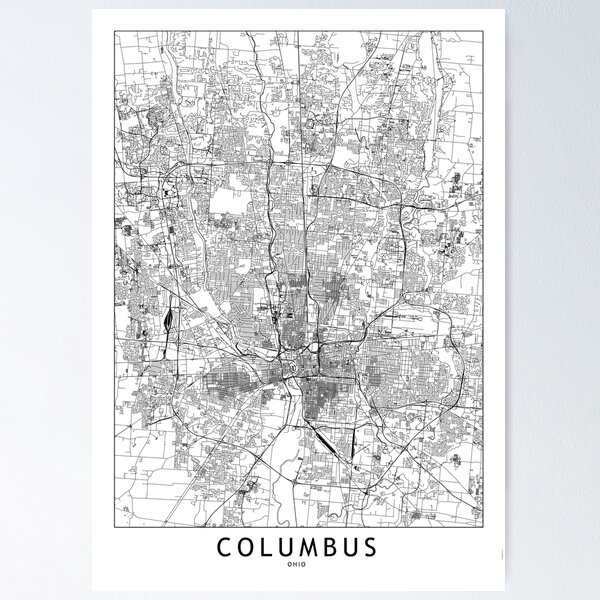 Item preview, Columbus White Map designed and sold by multiplicitymap.