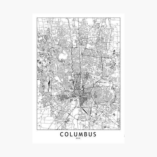 Item preview, Columbus White Map designed and sold by multiplicitymap.