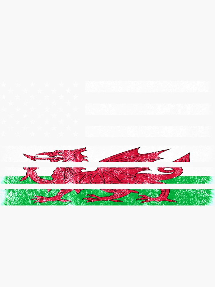 "Welsh American Flag USA Wales Shirt Essential TShirt" Sticker by