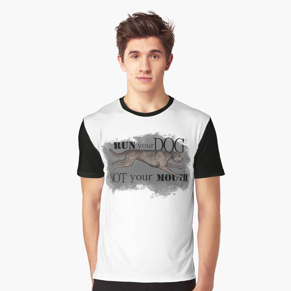 Run Your Dog Not Your Mouth Irish Wolfhound Light Grey Graphic T-Shirt