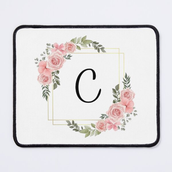 Item preview, Monogram Letter C | Pink Floral Design with Gold Edges designed and sold by JustSeasons.