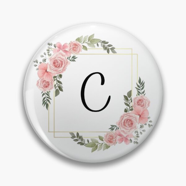 Artikelvorschau, Monogrammbuchstabe C | Rosa Blumenmuster mit goldenen Rändern entworfen und verkauft von JustSeasons.