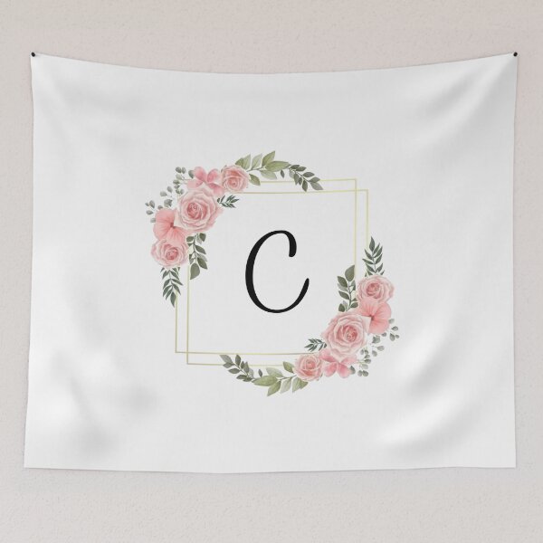 Item preview, Monogram Letter C | Pink Floral Design with Gold Edges designed and sold by JustSeasons.