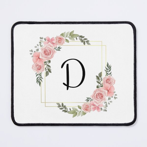 Item preview, Monogram Letter D | Pink Floral Design with Gold Edges designed and sold by JustSeasons.