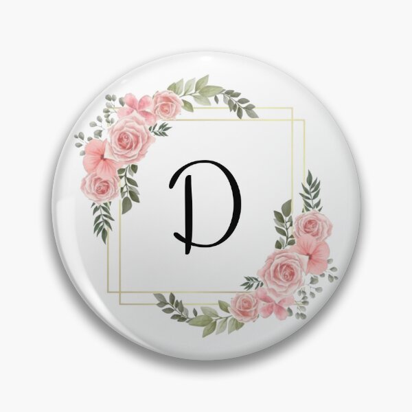 Item preview, Monogram Letter D | Pink Floral Design with Gold Edges designed and sold by JustSeasons.