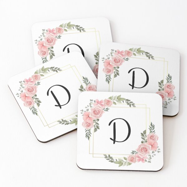 Item preview, Monogram Letter D | Pink Floral Design with Gold Edges designed and sold by JustSeasons.