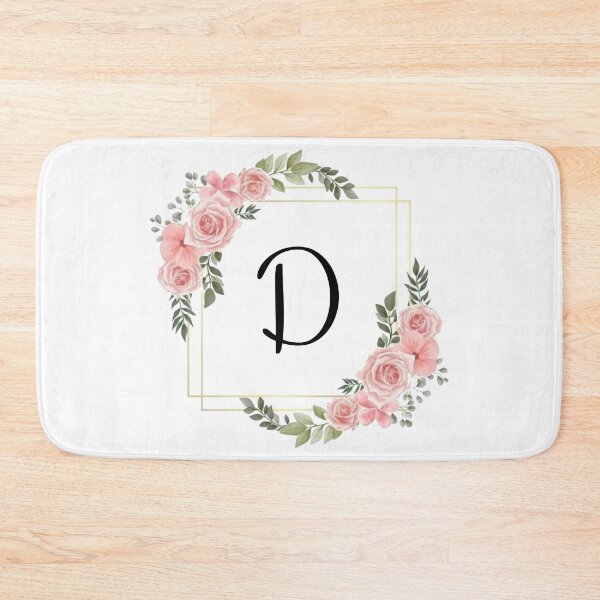 Item preview, Monogram Letter D | Pink Floral Design with Gold Edges designed and sold by JustSeasons.
