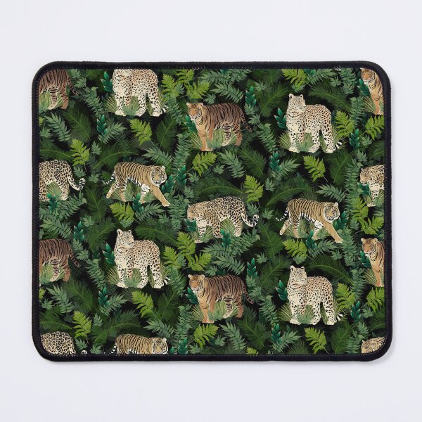 Item preview, Modern Leopards Tigers Jungle Plants Black Design designed and sold by NdesignTrend.