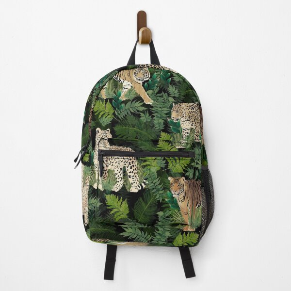 Item preview, Modern Leopards Tigers Jungle Plants Black Design designed and sold by NdesignTrend.