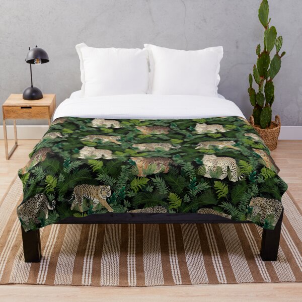 Artikelvorschau, Modernes Leoparden-Tiger-Dschungel pflanzt schwarzes Design entworfen und verkauft von NdesignTrend.