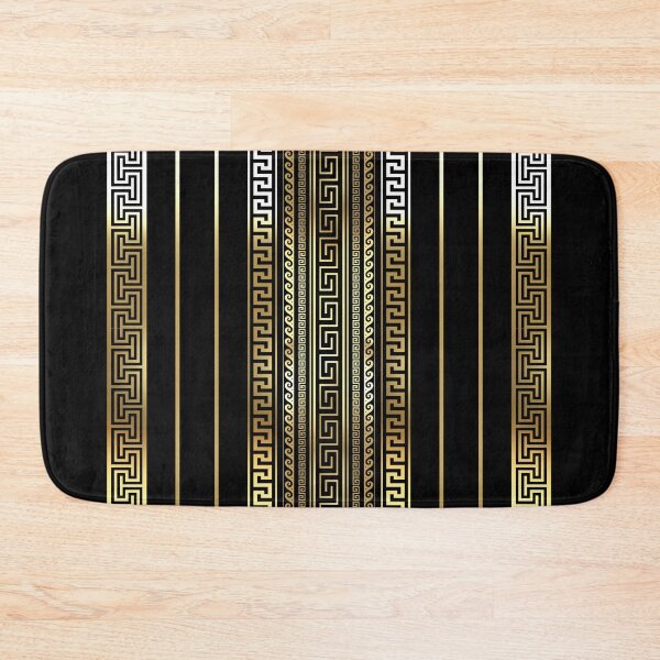 Item preview, Greek Keys Meander Gold Black Stripes designed and sold by Yiorgos Designs.