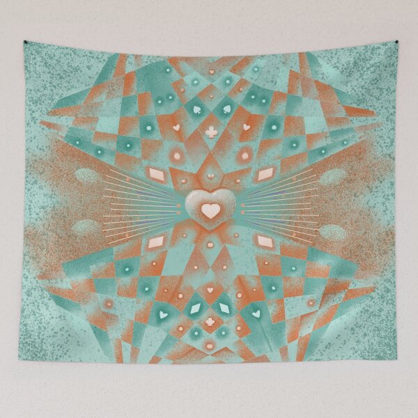 Item preview, Heart mandala in tarot sign pattern turquoise designed and sold by TinaMalajmare.