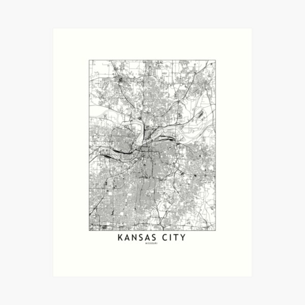 Item preview, Kansas City White Map designed and sold by multiplicitymap.