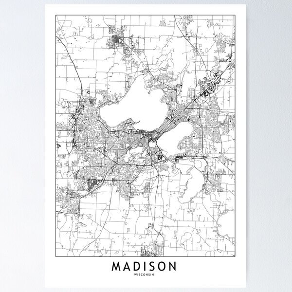 Item preview, Madison White Map designed and sold by multiplicitymap.